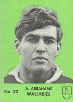 1968 Playtime Rugby Gum Famous Rugby Players - Green #32 Tony Abrahams Front
